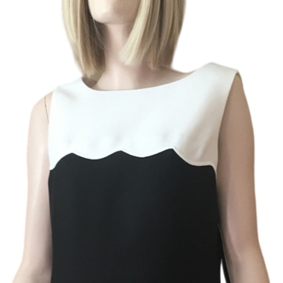 Tahari A. Levine Dress Sleeveless Boat Neck Scalloped Yoke Colour Block Shift - Picture 6 of 15
